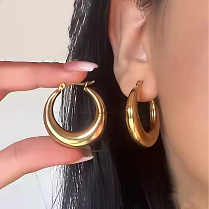Boucles d'oreilles Grand Cercle Acier Inoxydable Poli