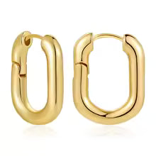 Boucles d'oreilles Huggie Géométriques Zircons Plaqué Or