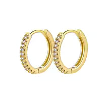 Boucles d'oreilles Huggie Géométriques Zircons Plaqué Or