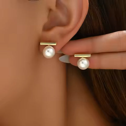 Boucles d'Oreilles Dorées Imitation Perle Chic