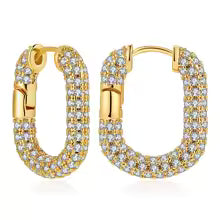 Boucles d'oreilles Huggie Géométriques Zircons Plaqué Or