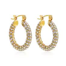 Boucles d'oreilles Huggie Géométriques Zircons Plaqué Or
