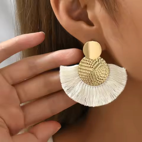 Boucles d'Oreilles Gland Blanc Bohème Chic
