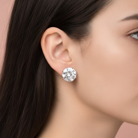 Boucles d'Oreilles Zircon Cubique Argenté Minimalistes