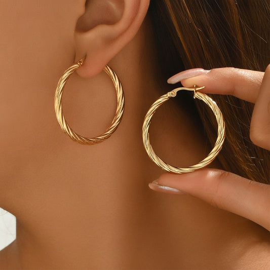 Boucles d'oreilles Vintage Torsadées Acier Inoxydable