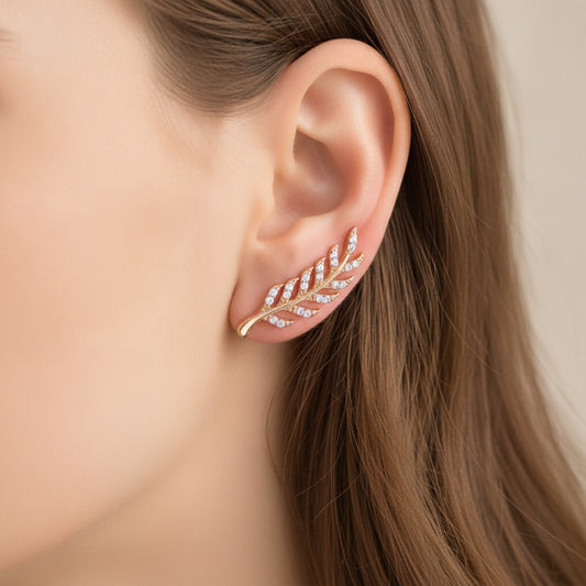 Boucles d'oreilles Feuilles Vintage Cristal