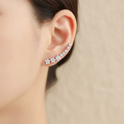 Boucles d'oreilles Fleur Étoile Argentées Zircon