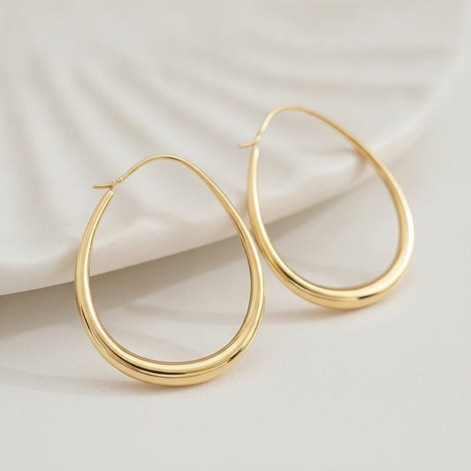 Boucles d'oreilles Ellipse Dorée Argent 925