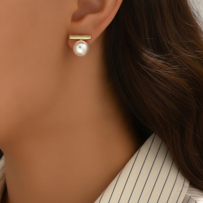 Boucles d'Oreilles Dorées Imitation Perle Chic