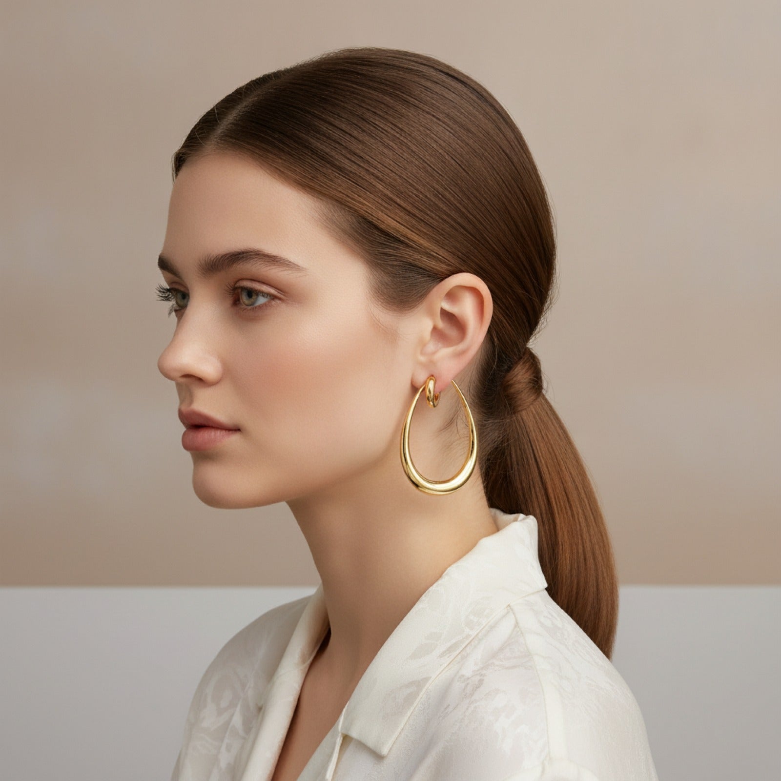 Boucles d'oreilles Ellipse Dorée Argent 925