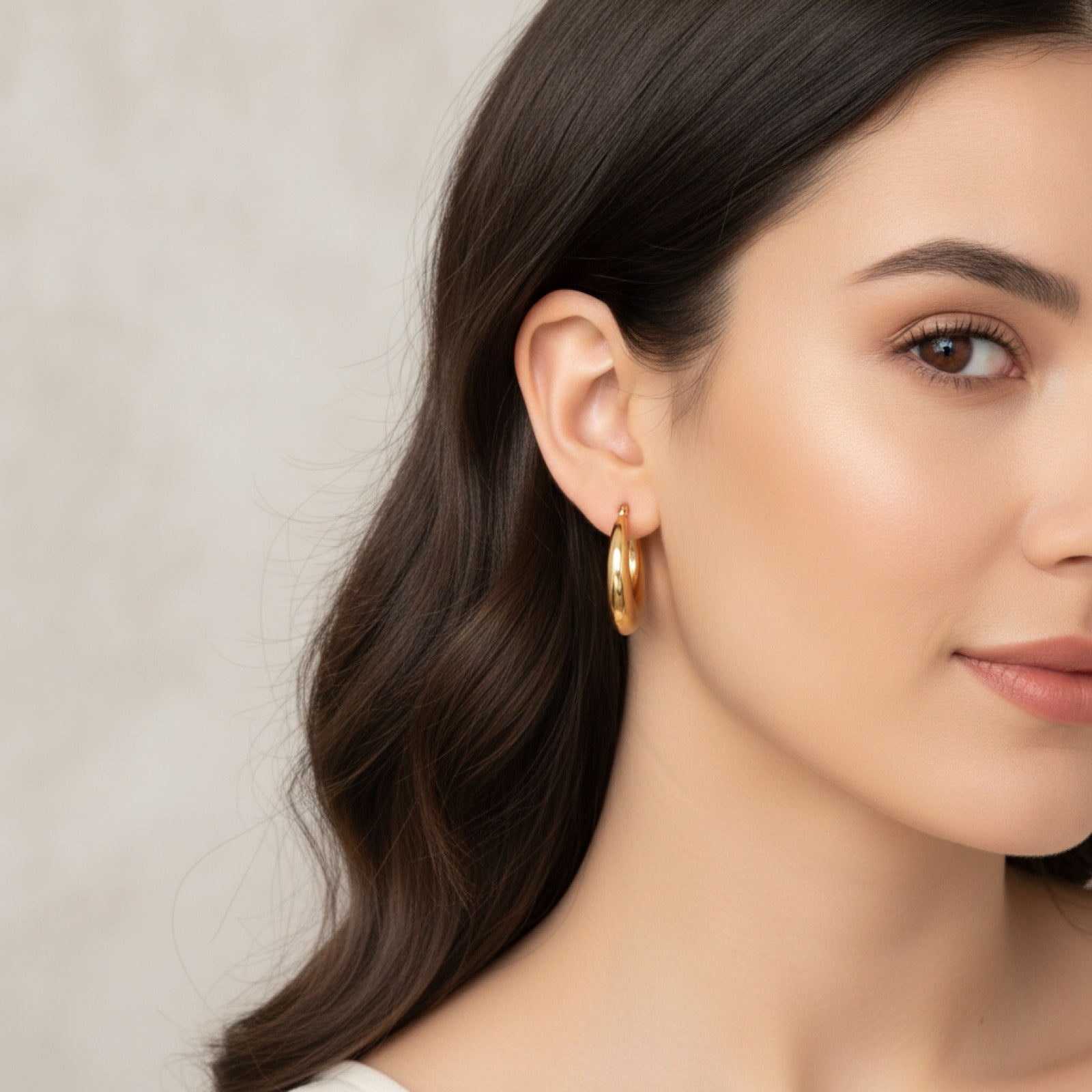 Boucles d'oreilles Grand Cercle Acier Inoxydable Poli