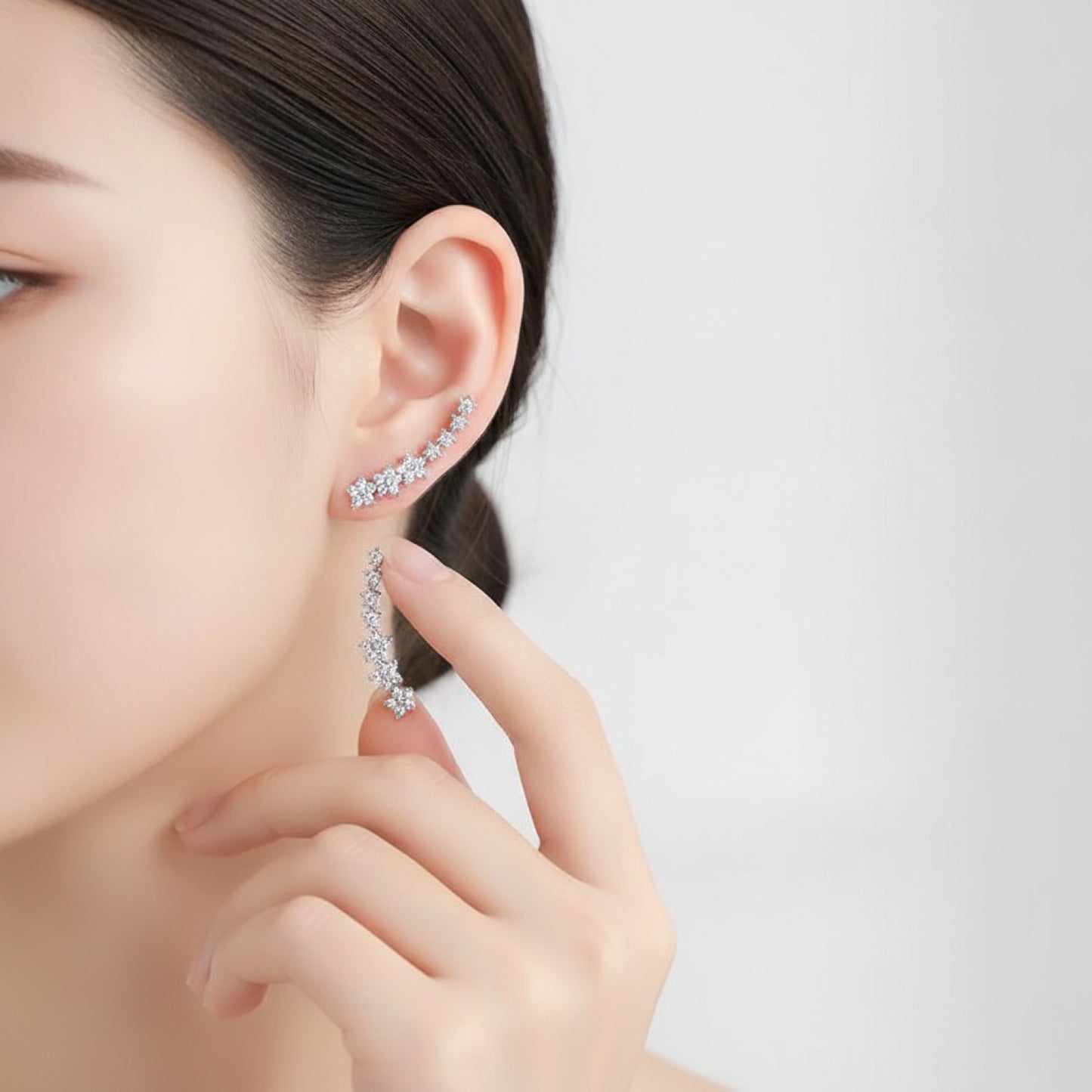 Boucles d'oreilles Fleur Étoile Argentées Zircon