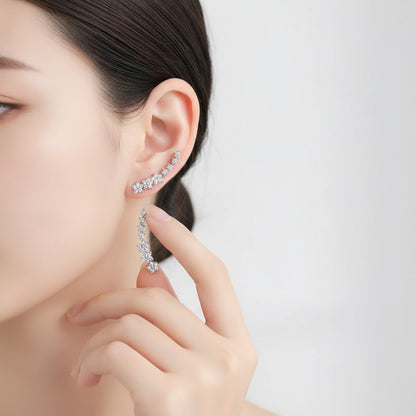Boucles d'oreilles Fleur Étoile Argentées Zircon