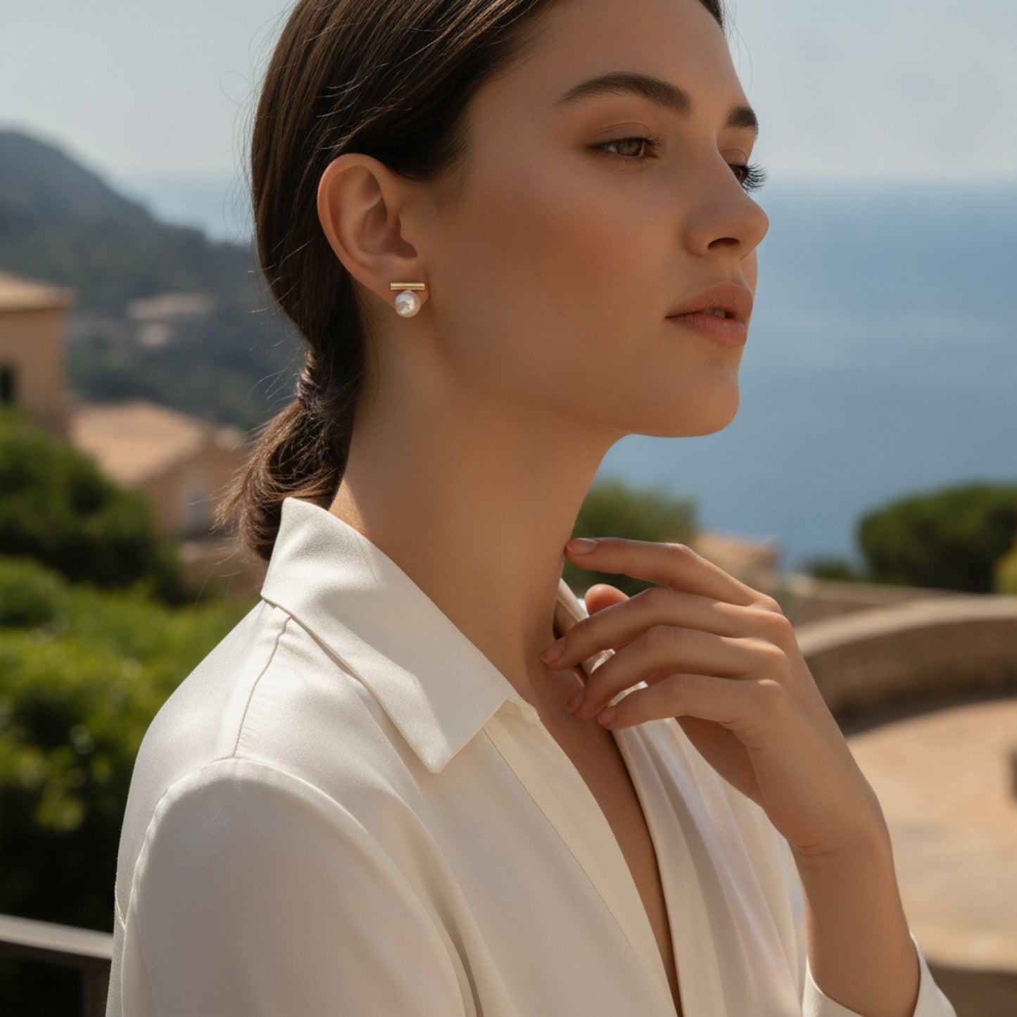 Boucles d'Oreilles Dorées Imitation Perle Chic