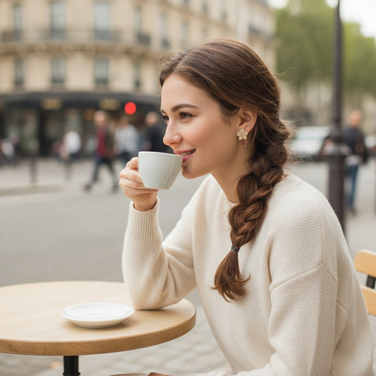 Boucles d'oreilles pendantes Fleur de Café - Chic Coréen