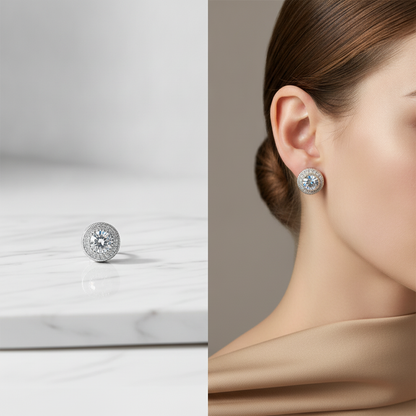 Boucles d'oreilles cristal rondes élégantes